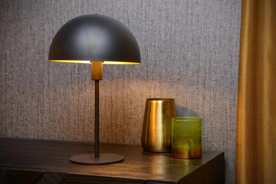 Lucide SIEMON - Lampe de table - Ø 25 cm - 1xE14 - Noir - ambiance 1